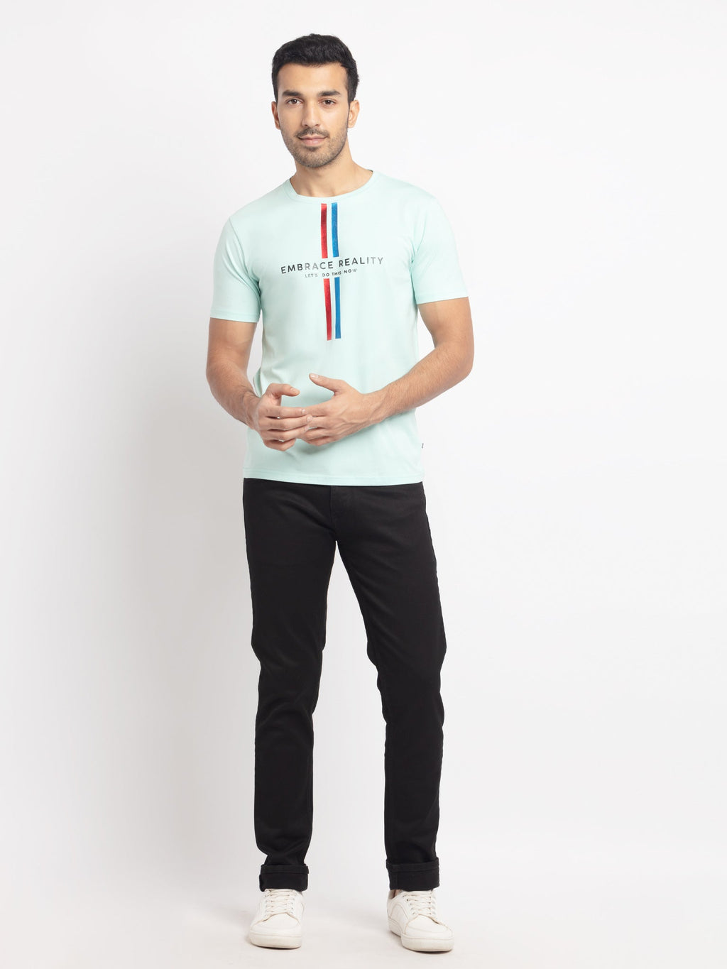 Mens Regular Fit Round Neck Printed T-Shirt