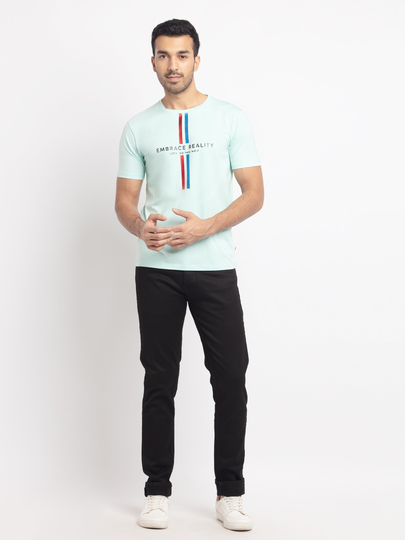 Mens Regular Fit Round Neck Printed T-Shirt