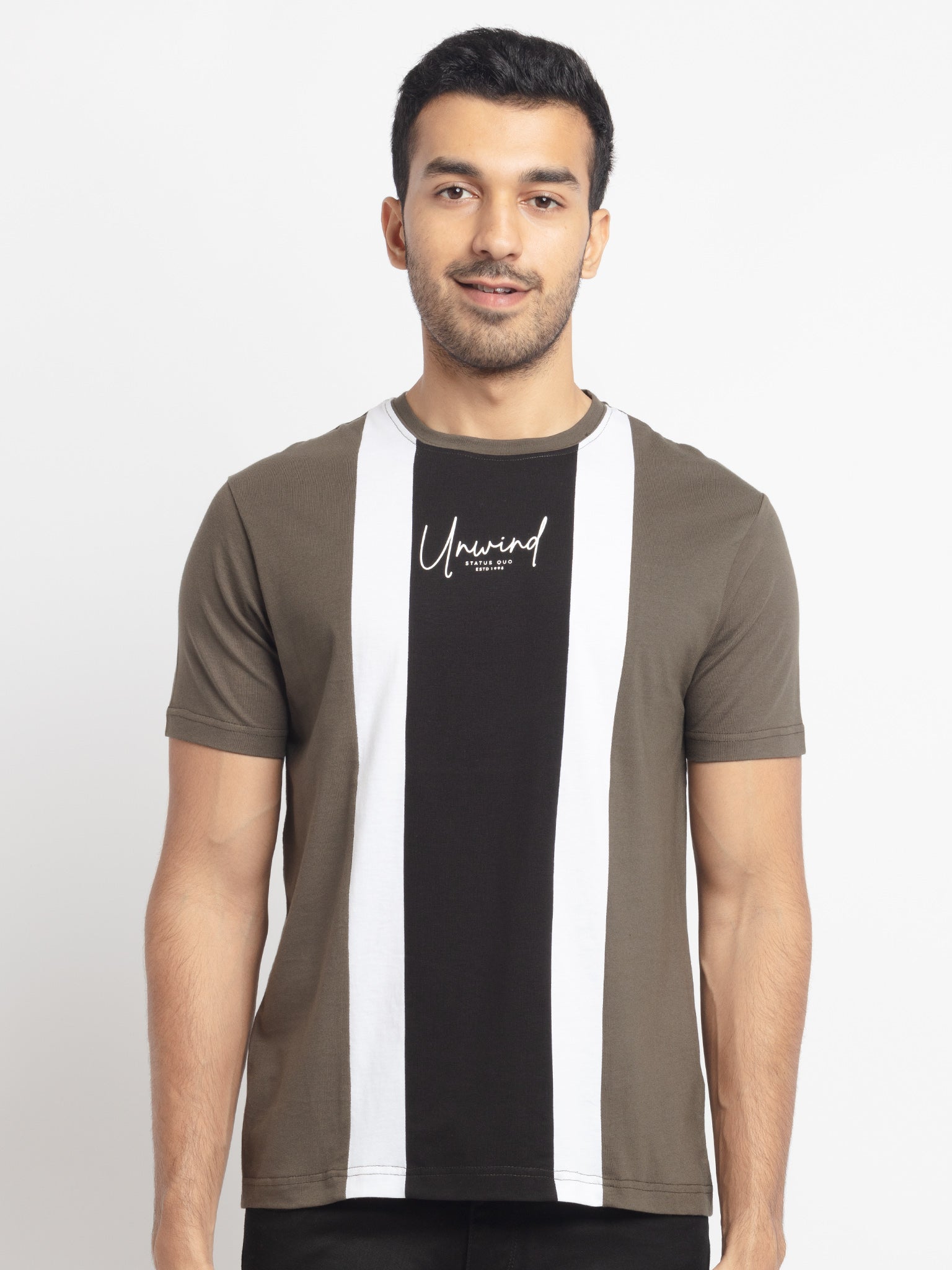 Status Quo |Printed Regular Fit Round Neck T-shirt - 3XL, 4XL, 5XL