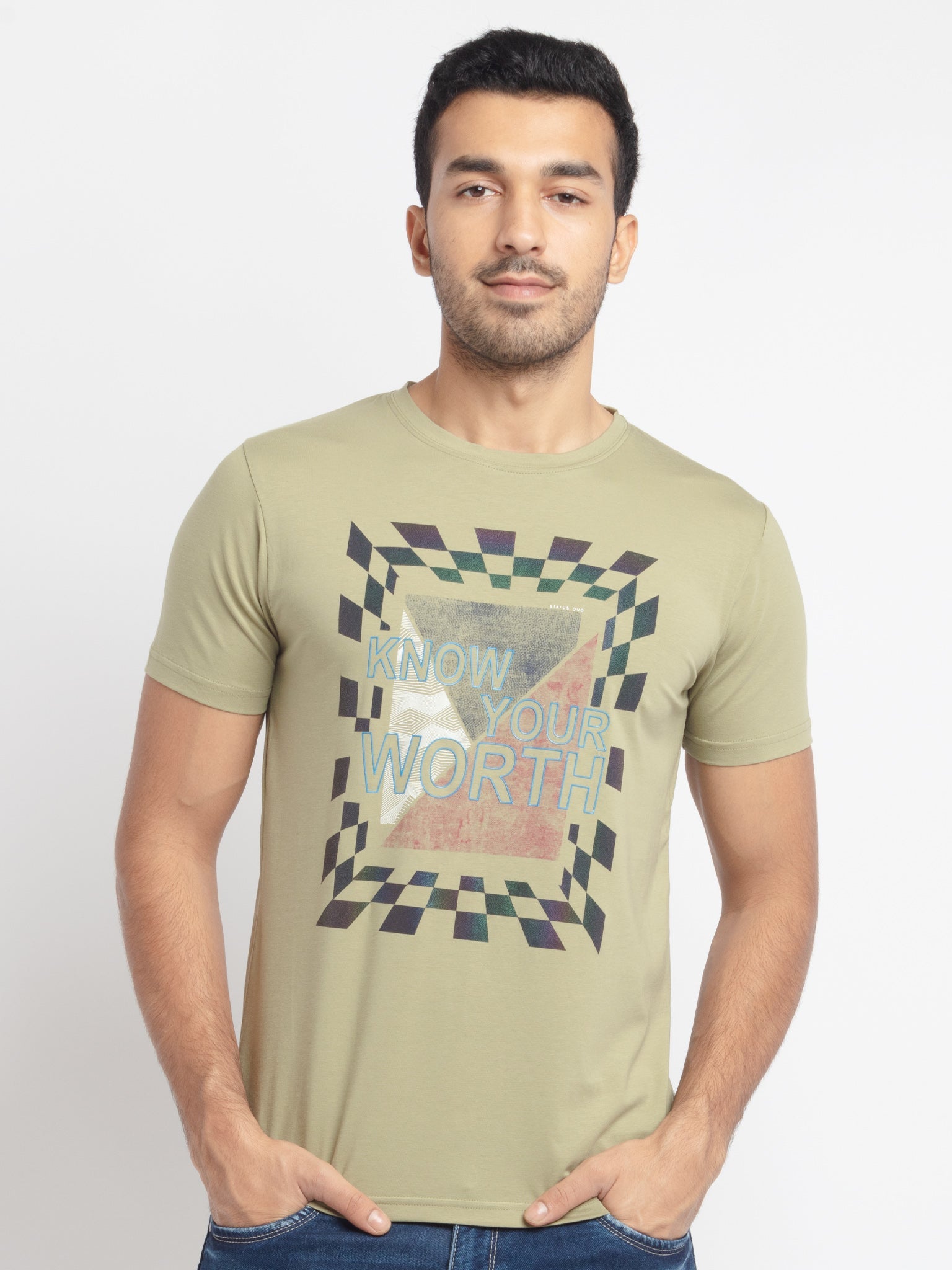 Status Quo |Printed Regular Fit Round Neck T-shirt - S, M, L, XL, XXL