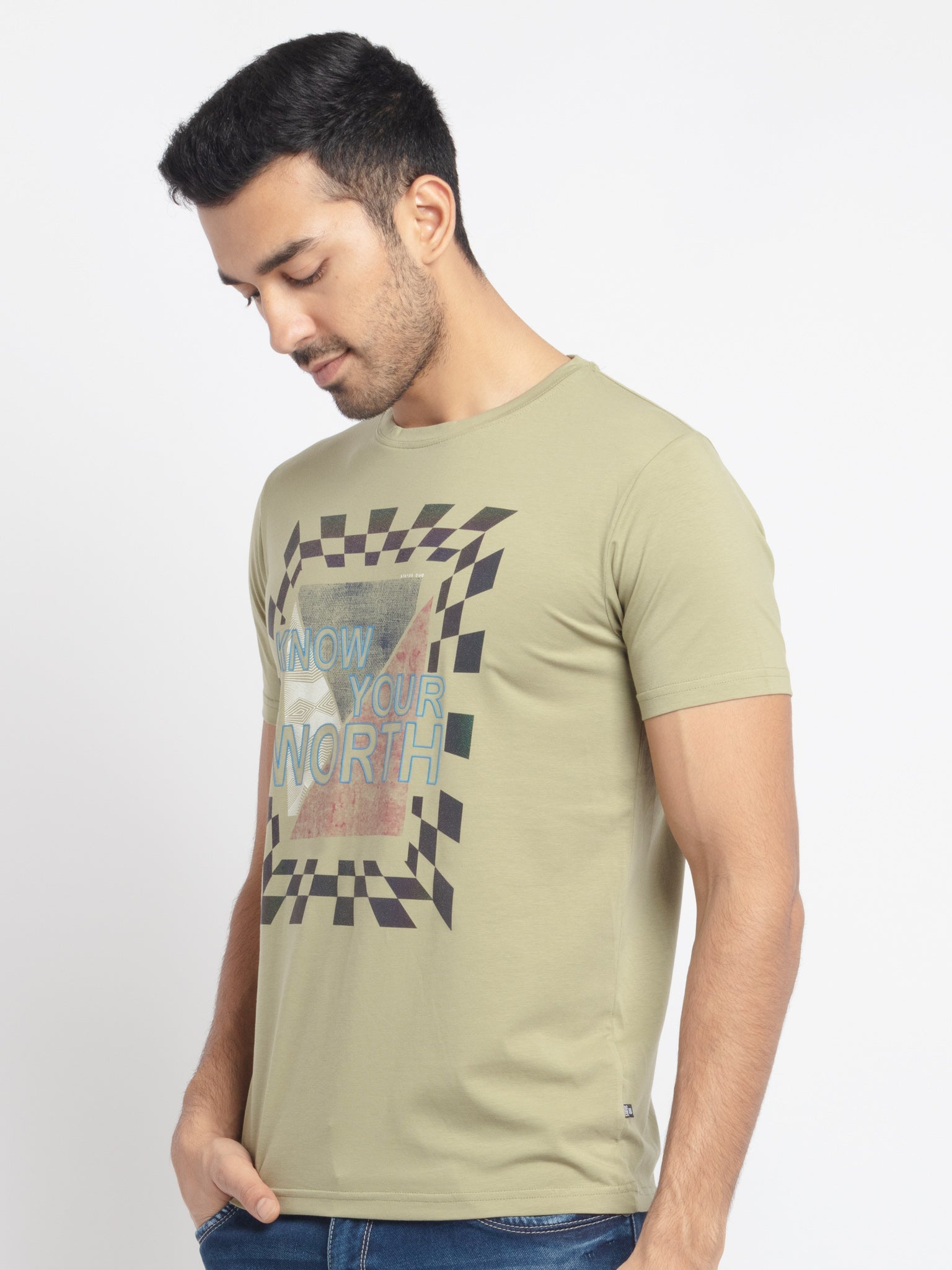 Mens Regular Fit Round Neck Printed T-Shirt