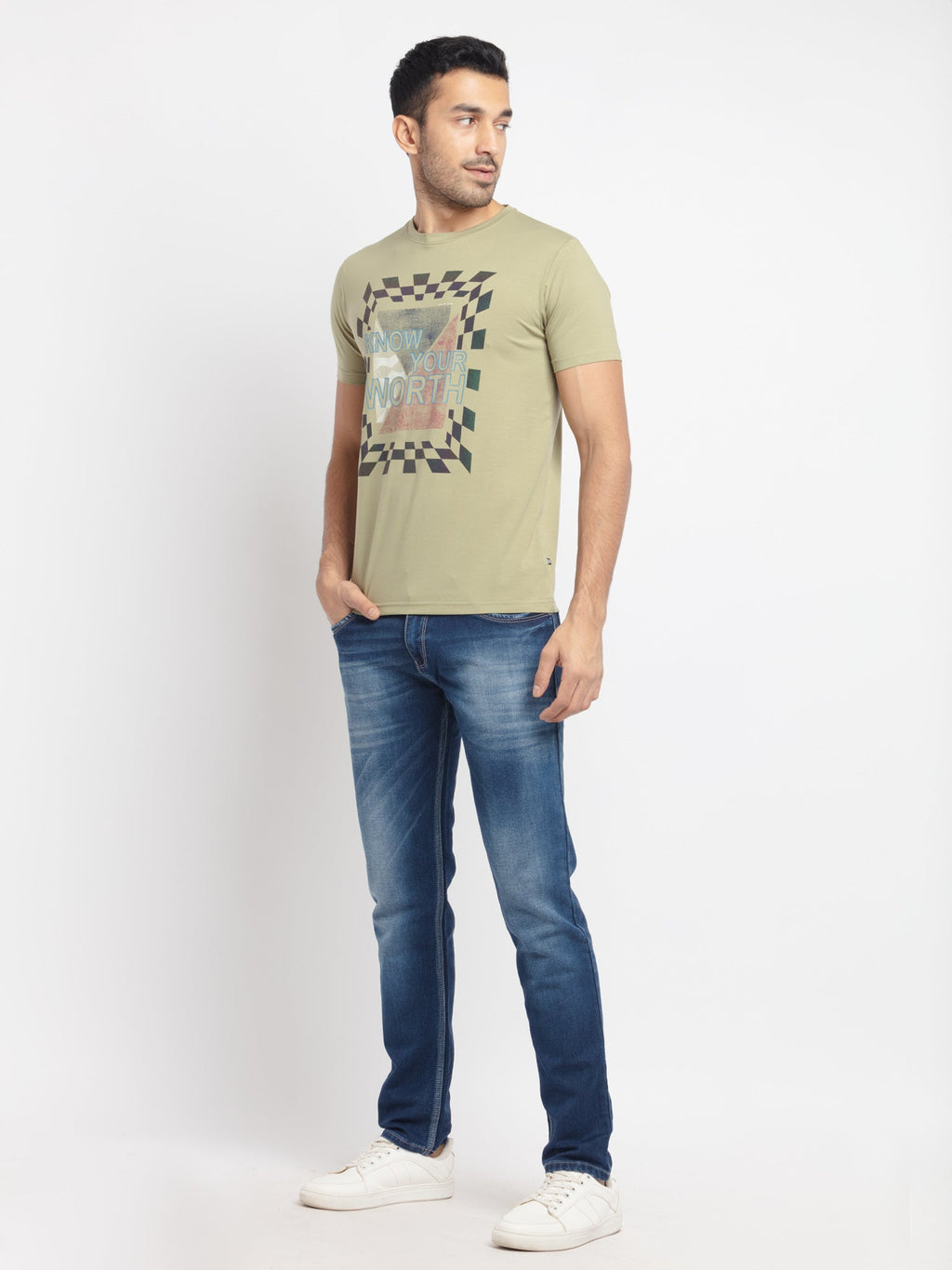 Mens Regular Fit Round Neck Printed T-Shirt