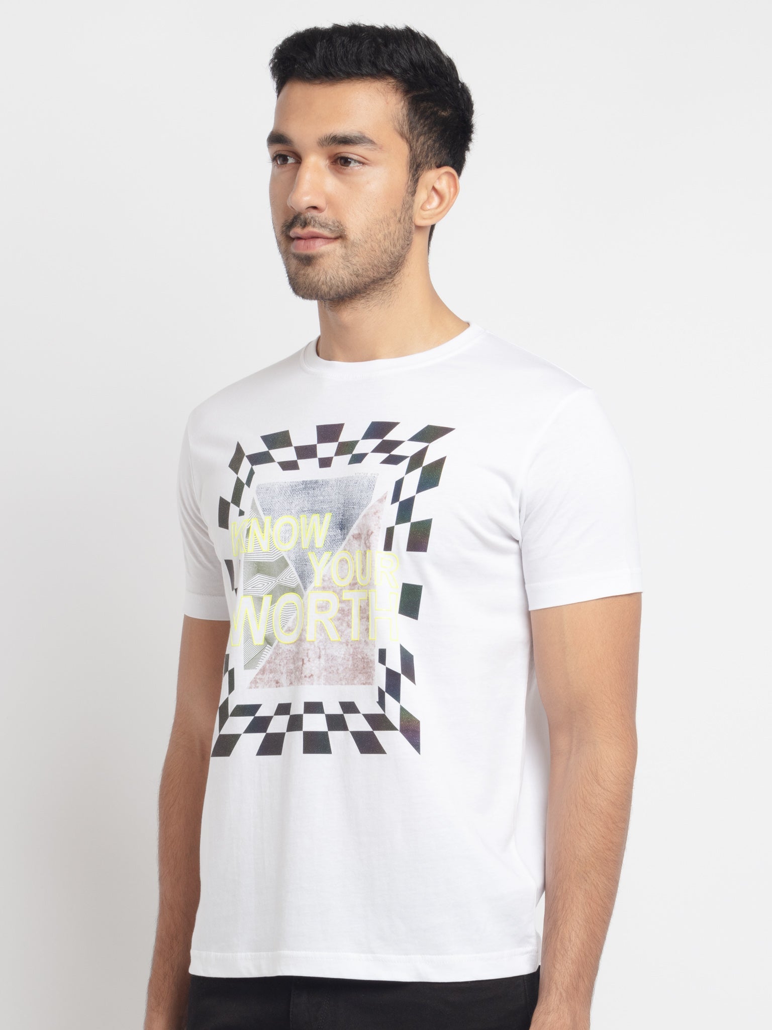 Mens Regular Fit Round Neck Printed T-Shirt