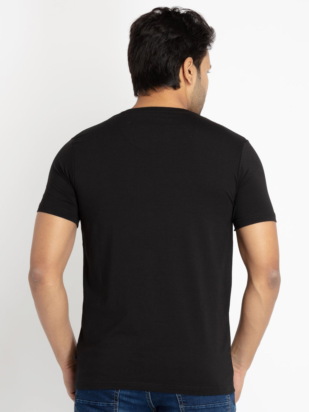 Mens Front Printed Round Neck T-shirt