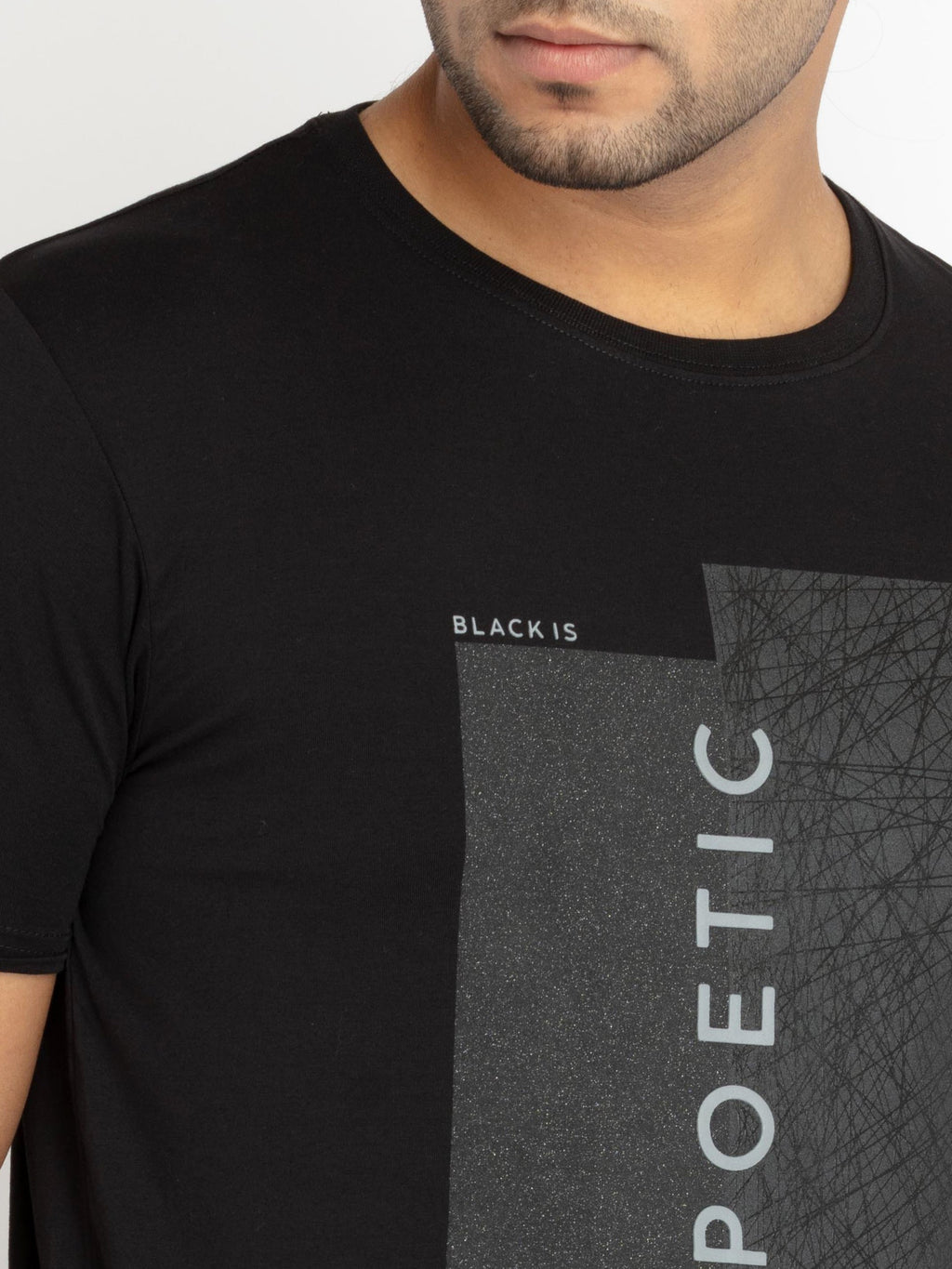Mens Front Printed Round Neck T-shirt
