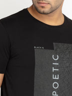 Mens Front Printed Round Neck T-shirt