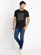 Mens Front Printed Round Neck T-shirt