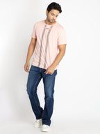 Mens Front Printed Round Neck T-shirt