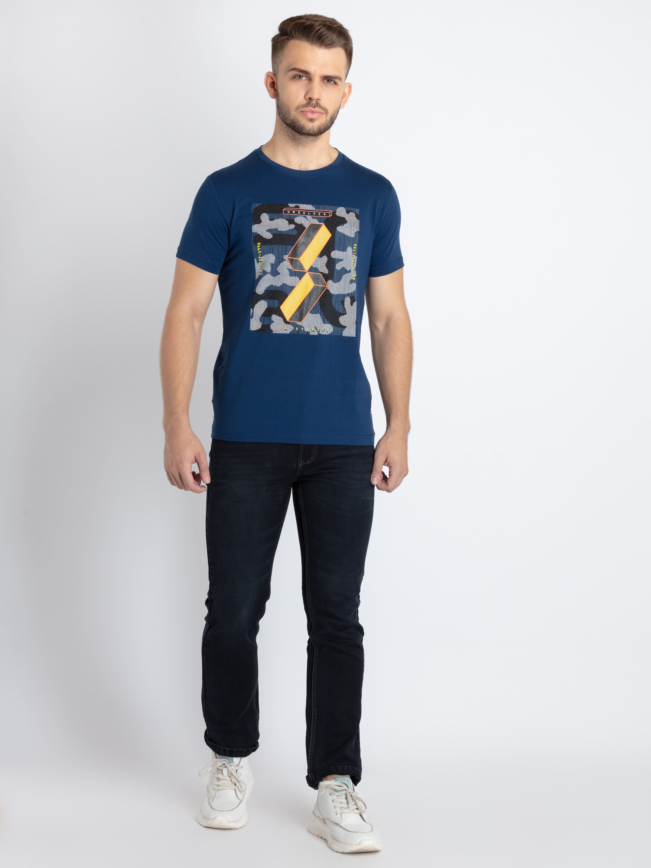 Mens Printed Round Neck T-Shirt
