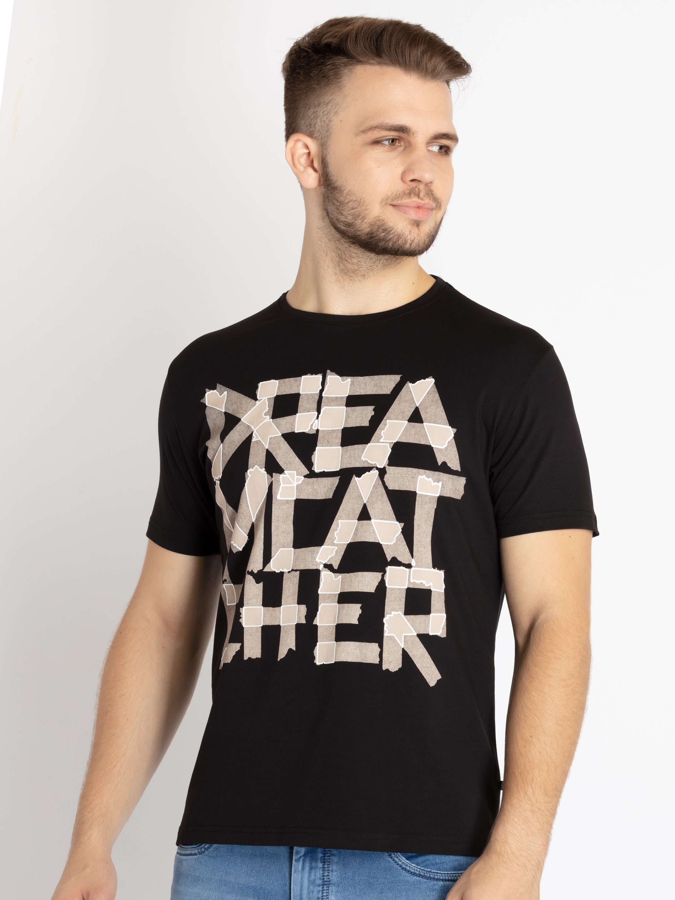 Mens Printed Round Neck T-shirt