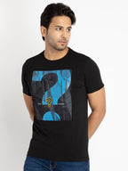 Mens Front Printed Round Neck T-shirt
