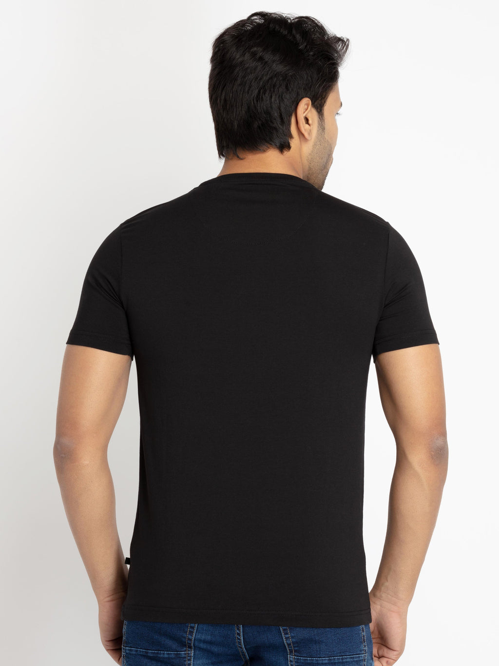 Mens Front Printed Round Neck T-shirt