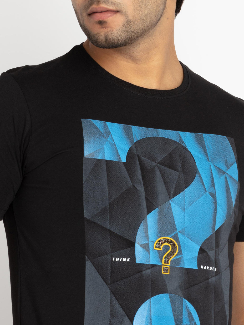 Mens Front Printed Round Neck T-shirt