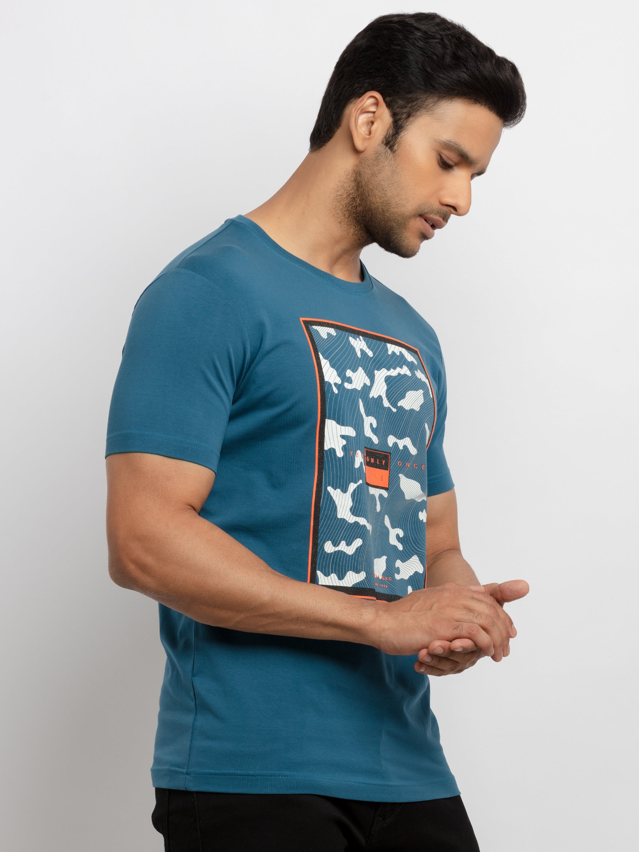 Mens Printed Round Neck T-shirt