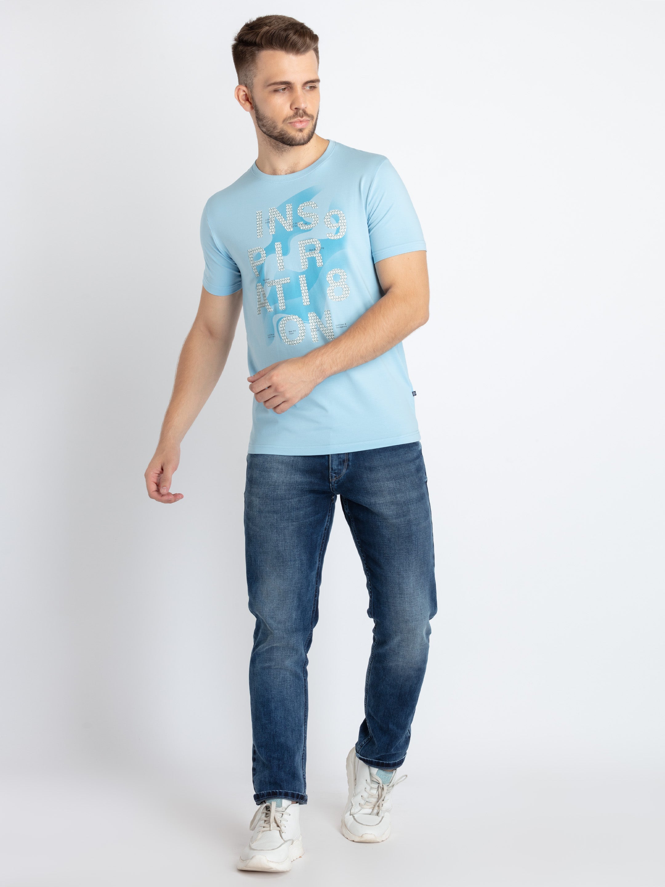 Mens Printed Round Neck T-Shirt