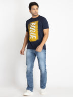 Mens Front Printed Round Neck T-shirt