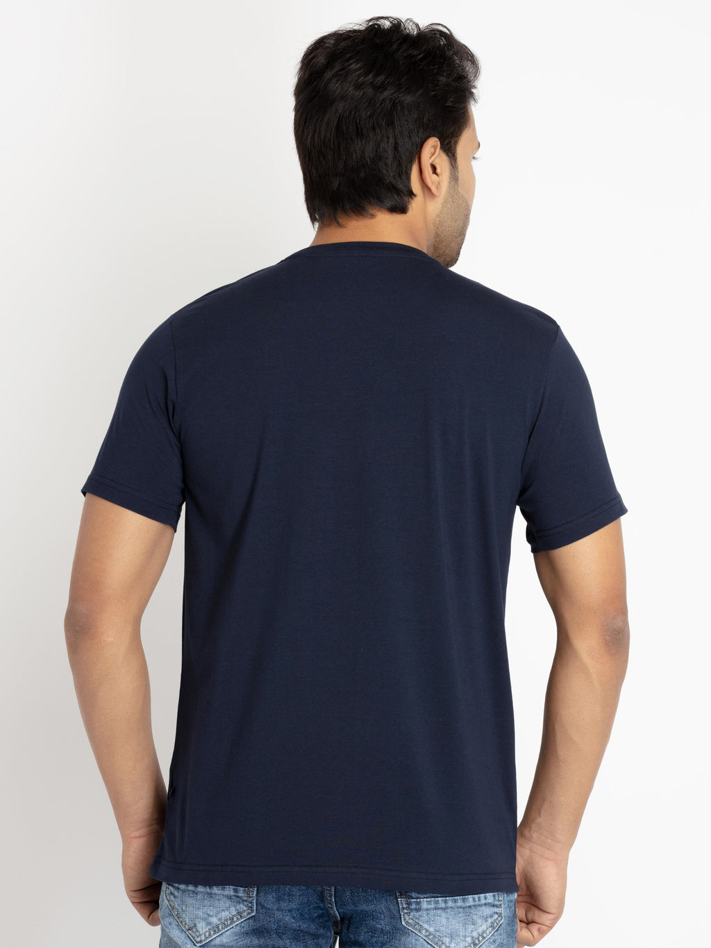 Mens Front Printed Round Neck T-shirt
