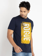 Mens Front Printed Round Neck T-shirt