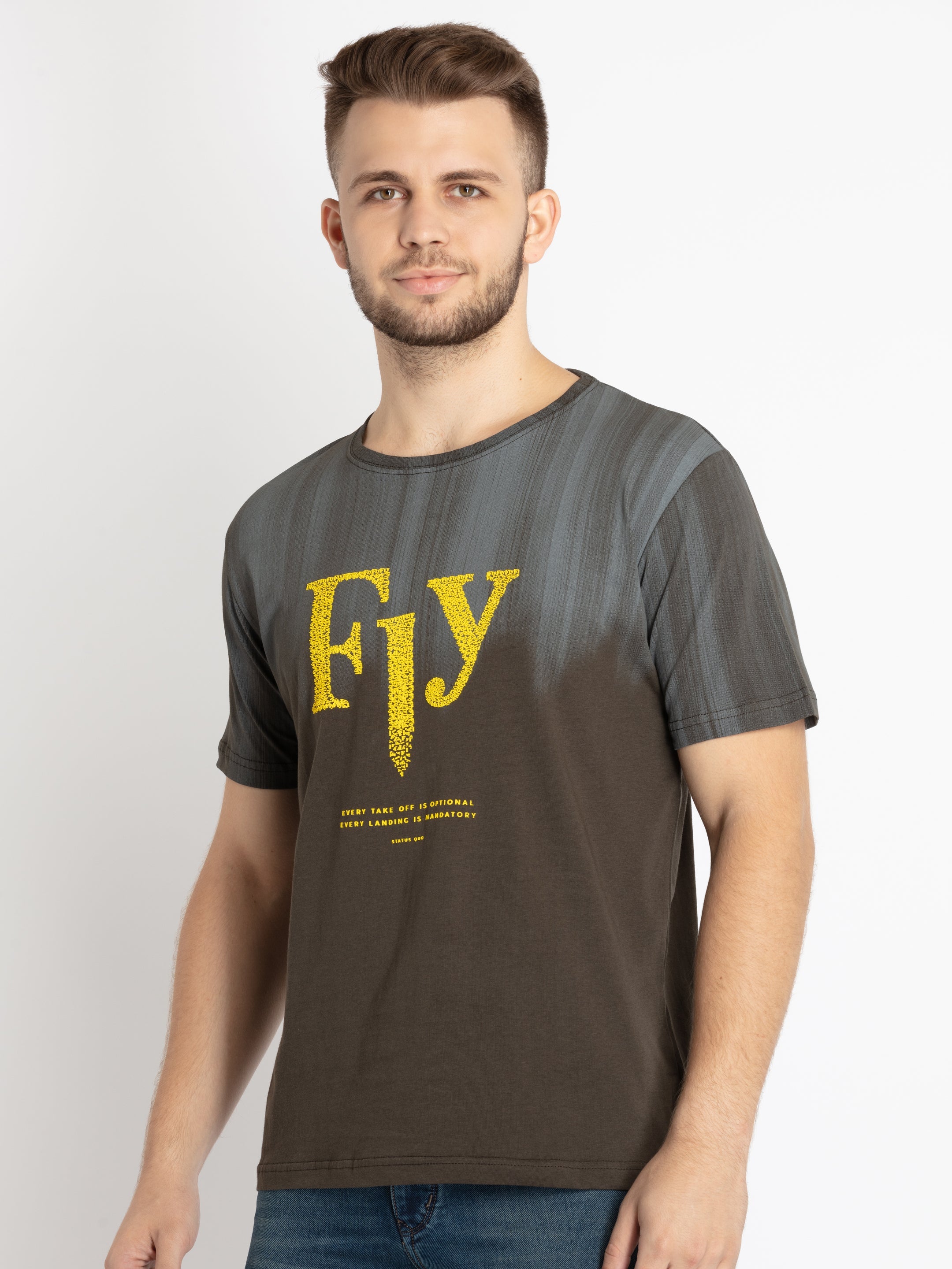 Mens Printed Round Neck T-shirt