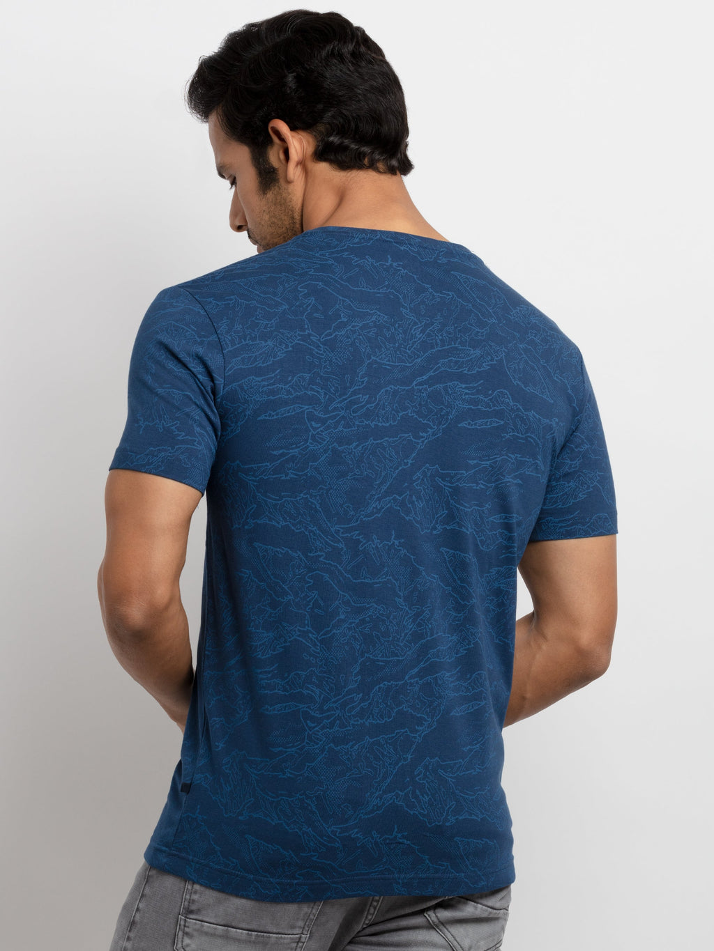 Mens All Over Printed Round Neck T-shirt