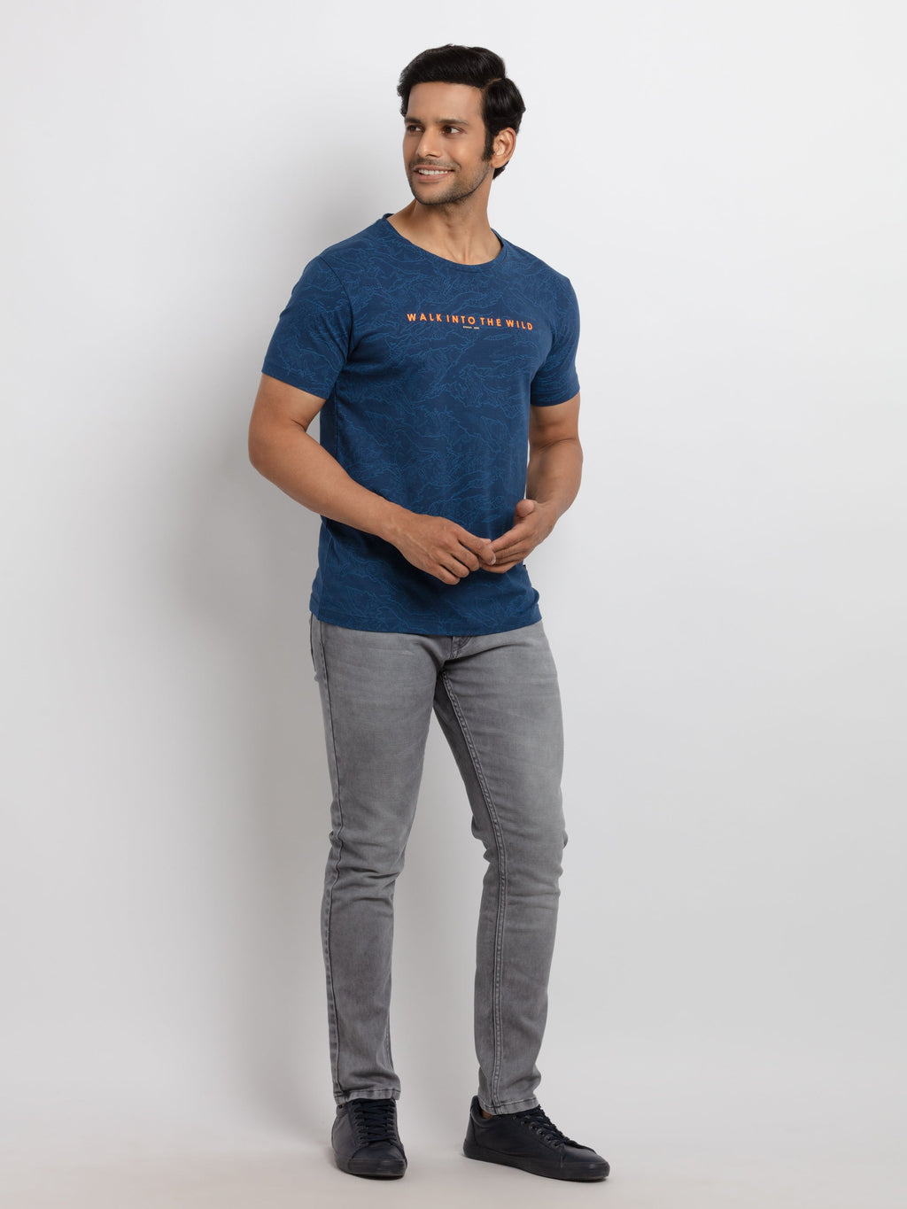 Mens All Over Printed Round Neck T-shirt
