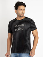 Mens Front Printed Round Neck T-shirt