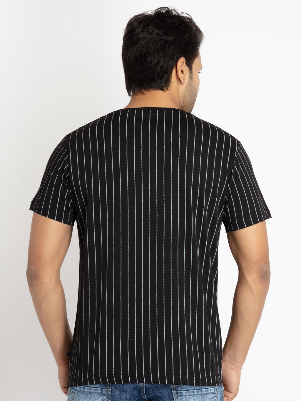 Mens Front Printed Round Neck T-shirt