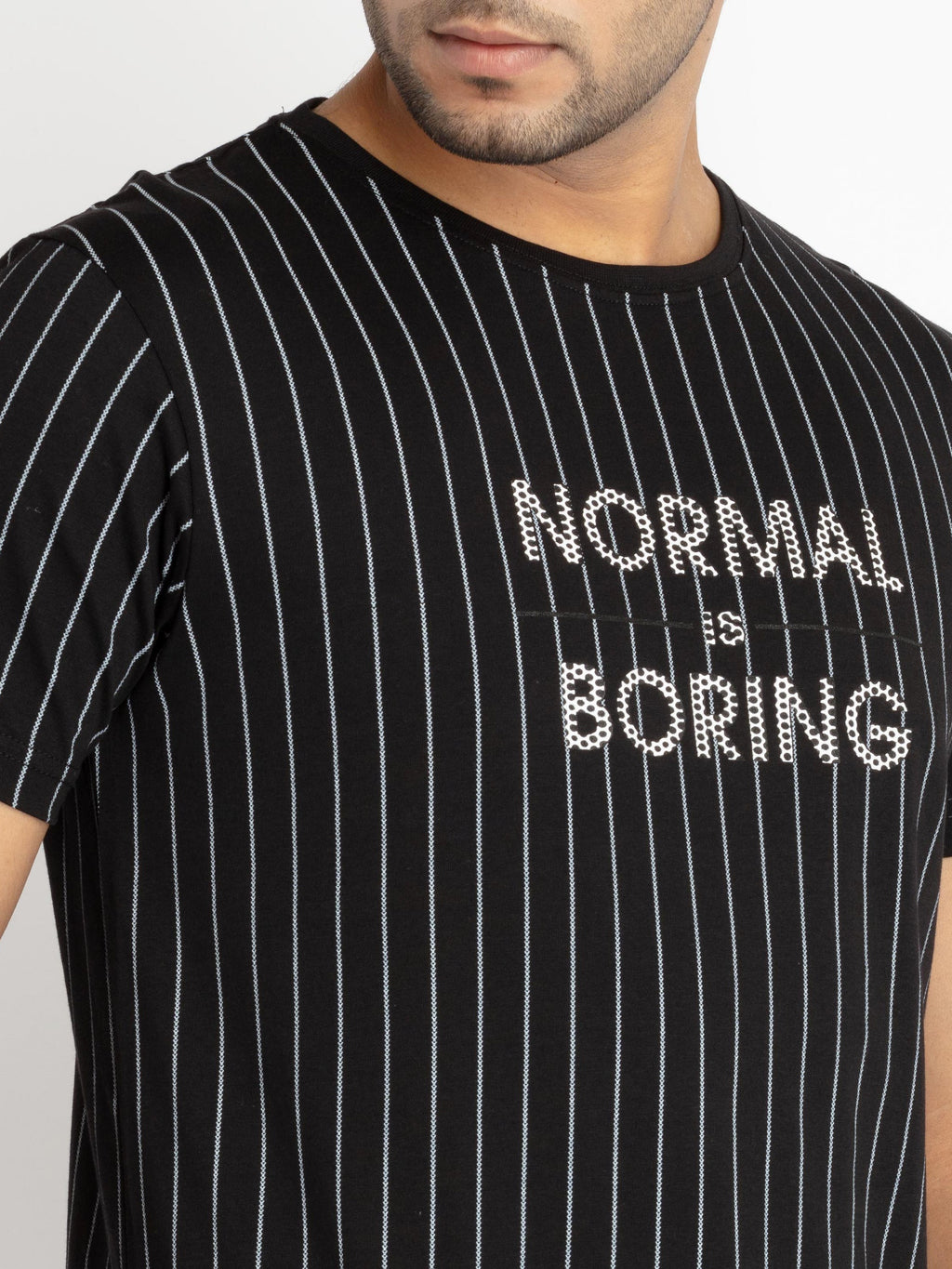 Mens Front Printed Round Neck T-shirt