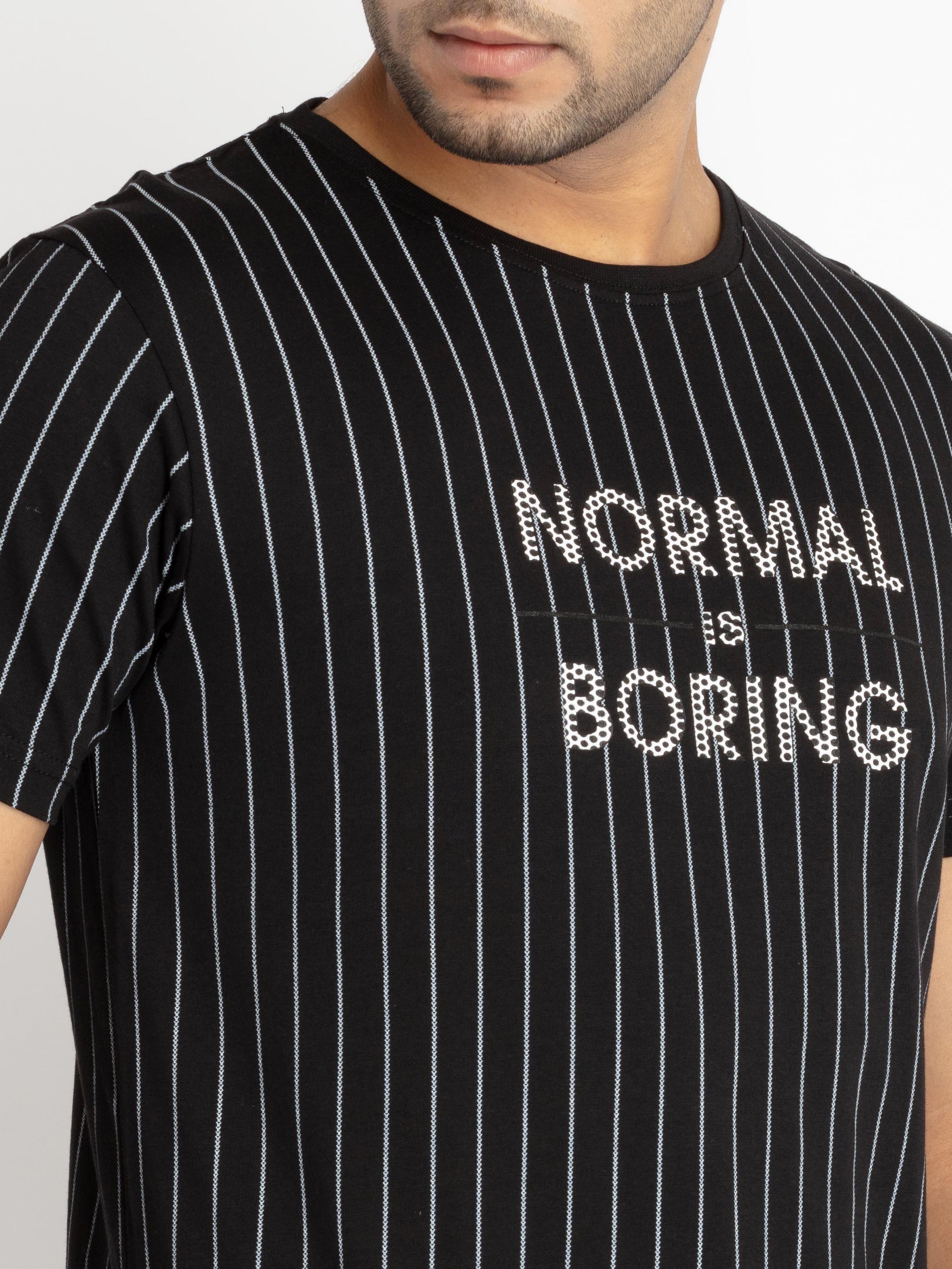 Mens Front Printed Round Neck T-shirt