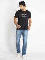 Mens Front Printed Round Neck T-shirt