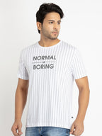 Mens Front Printed Round Neck T-shirt