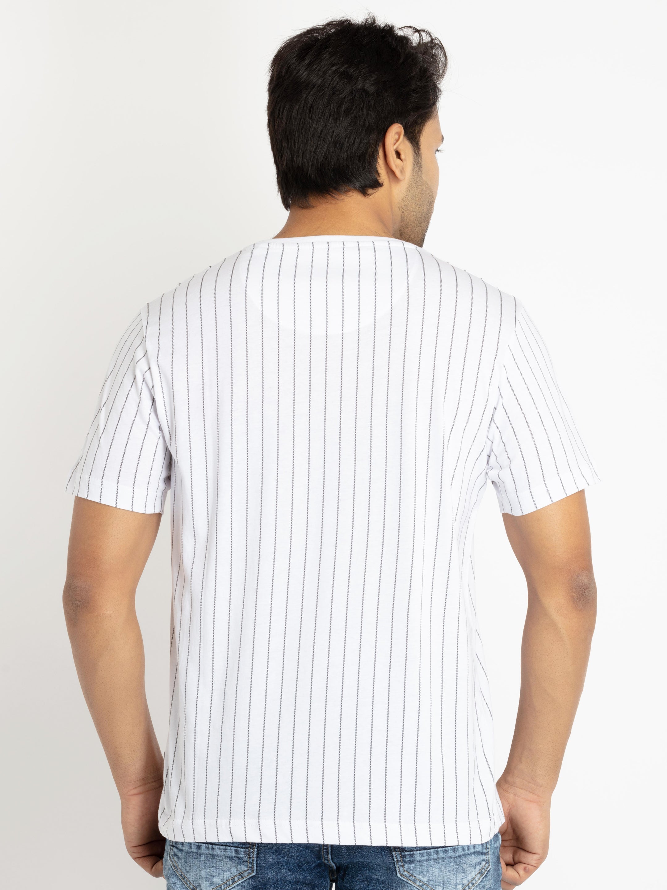 Mens Front Printed Round Neck T-shirt