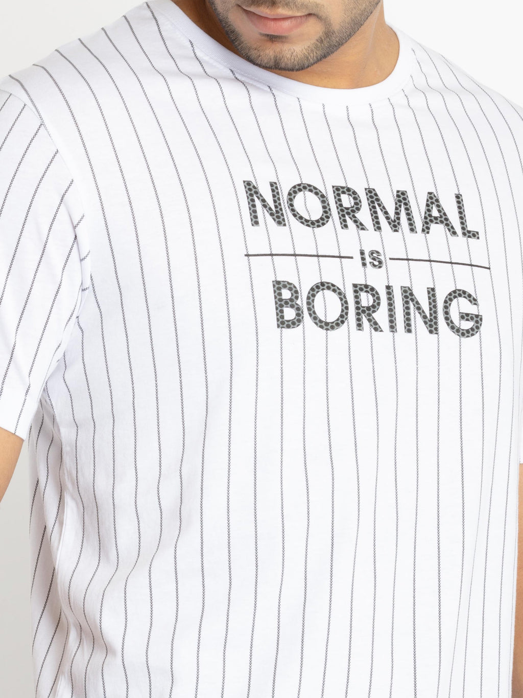 Mens Front Printed Round Neck T-shirt