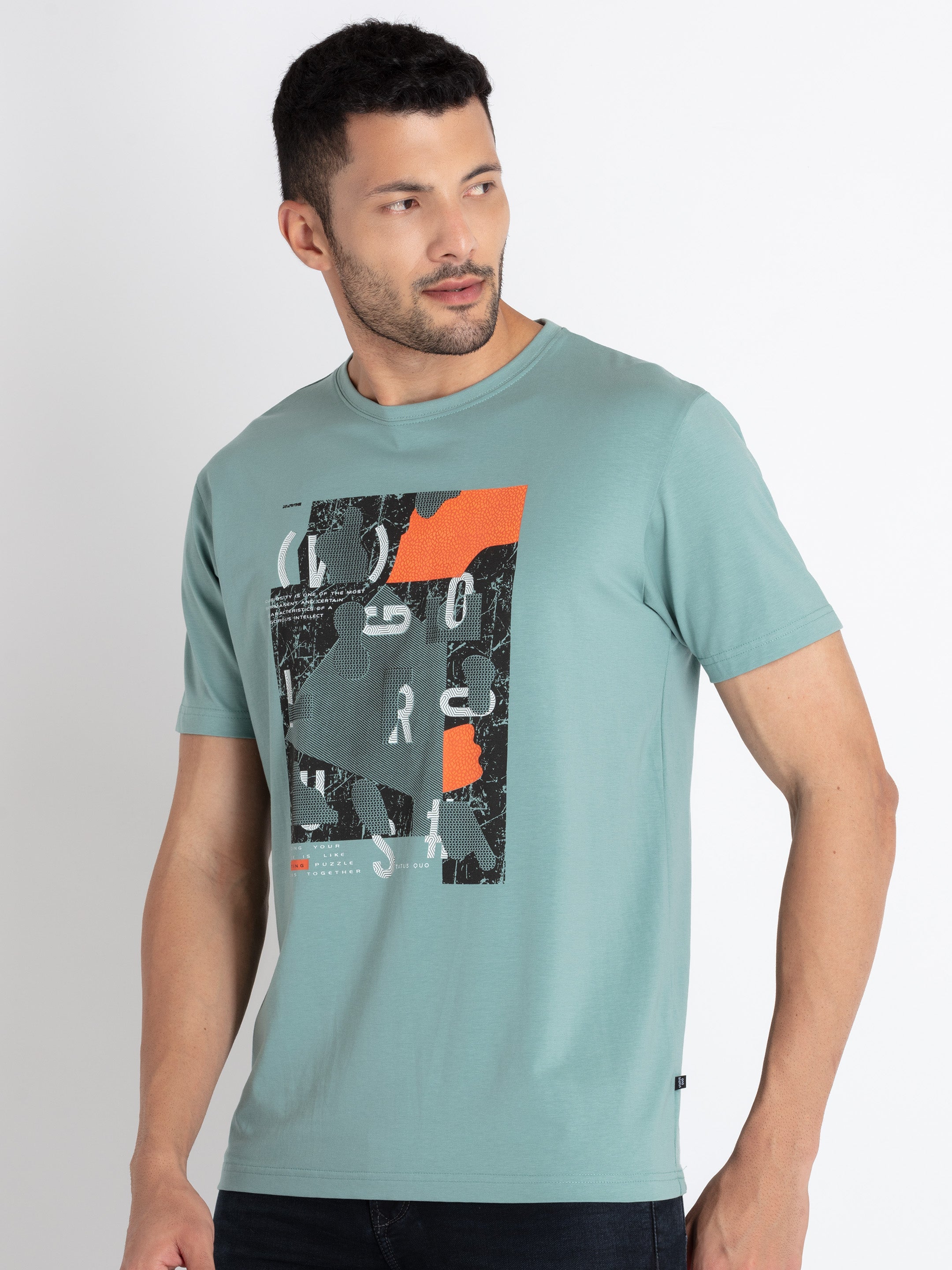 Mens Printed Round Neck T-Shirt
