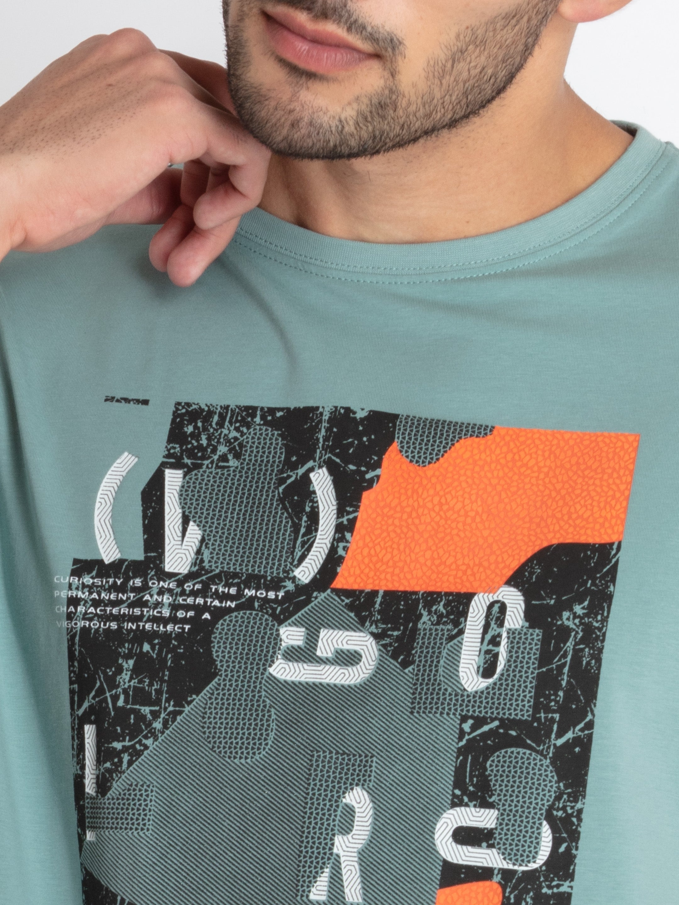 Mens Printed Round Neck T-Shirt