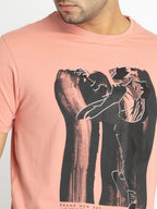 Mens Front Printed Round Neck T-shirt