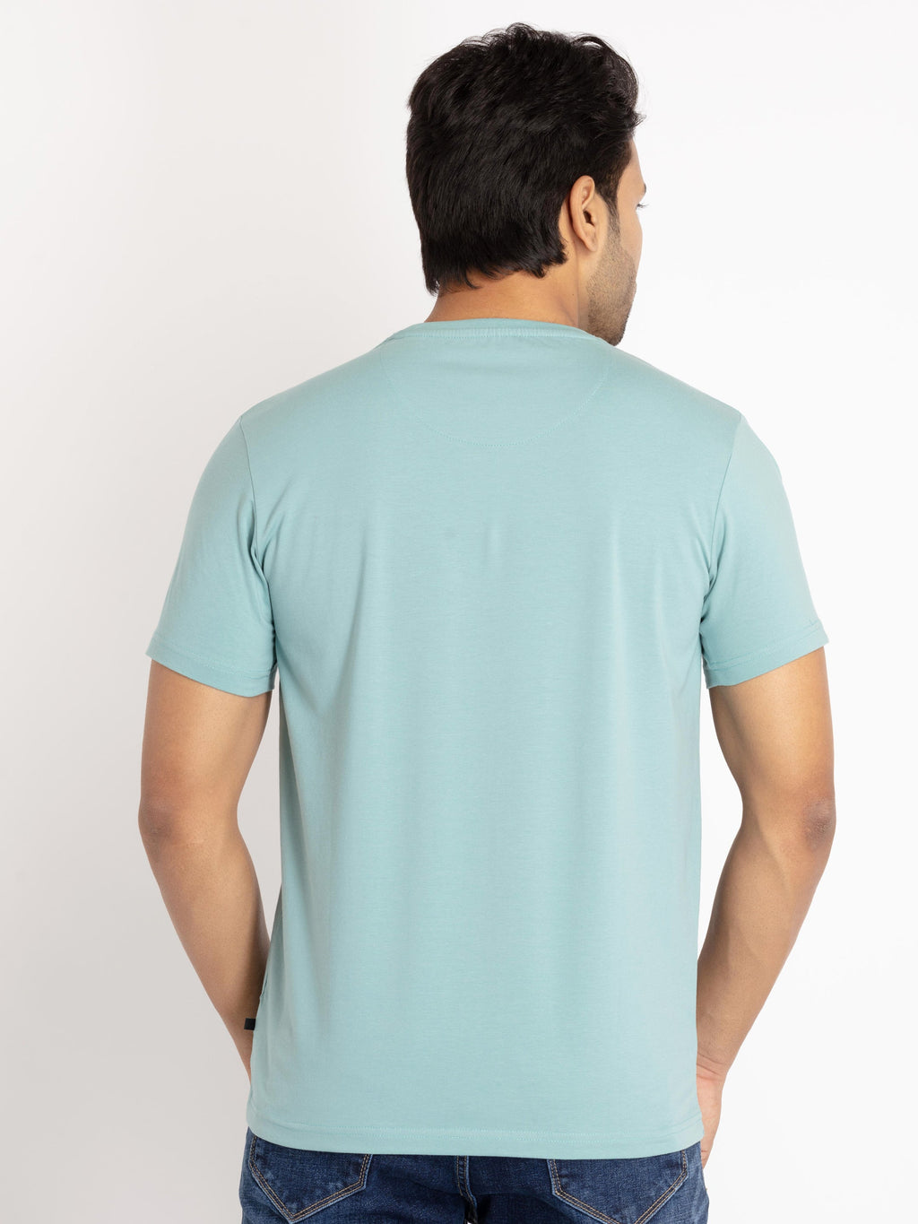 Mens Front Printed Round Neck T-shirt