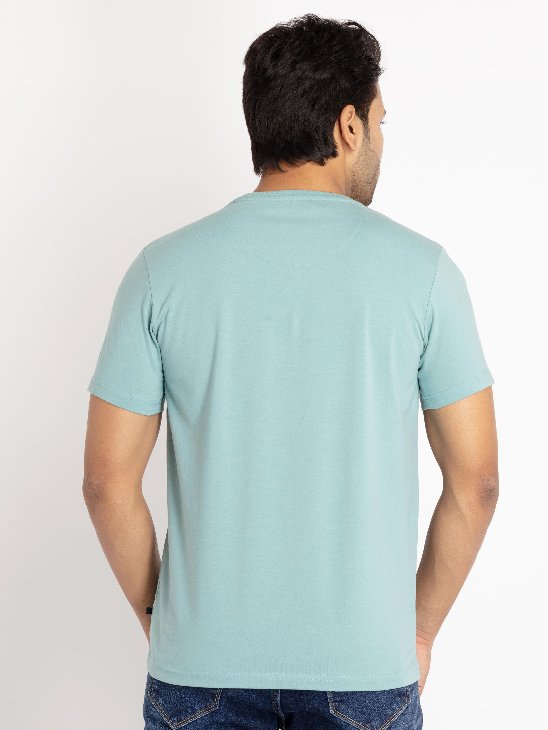 Mens Front Printed Round Neck T-shirt