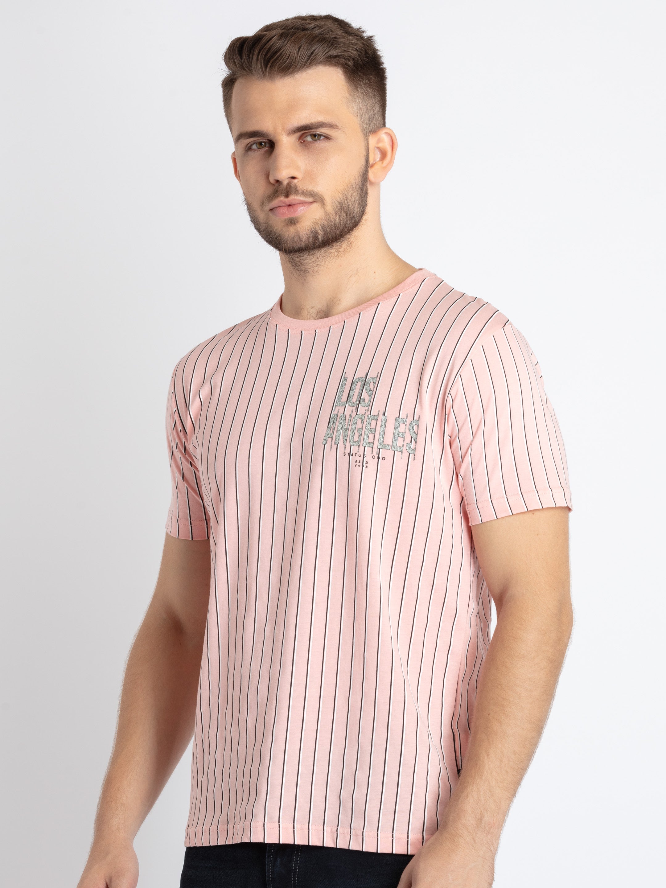 Mens Striped Round Neck T-Shirt Secondary image