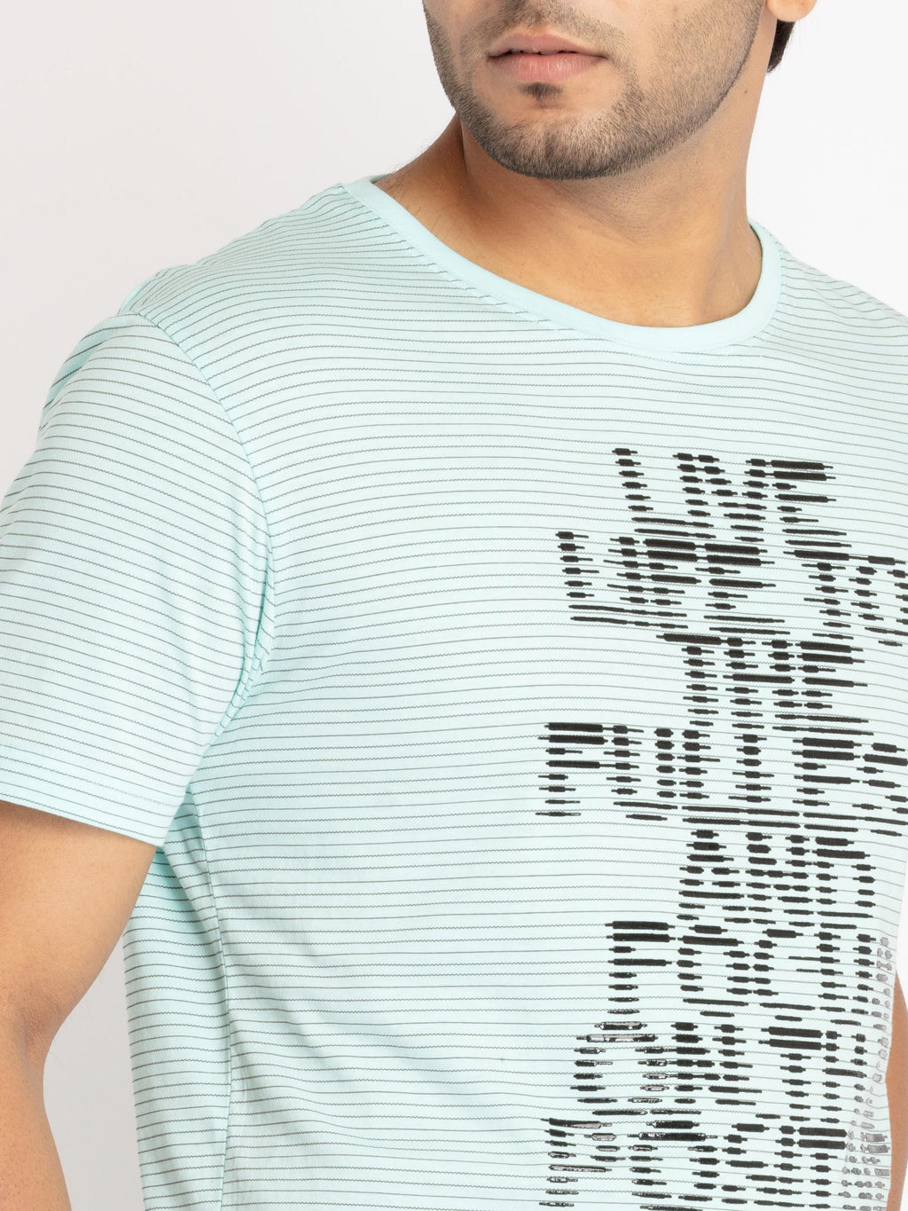 Mens Front Printed Round Neck T-shirt
