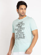 Mens Front Printed Round Neck T-shirt