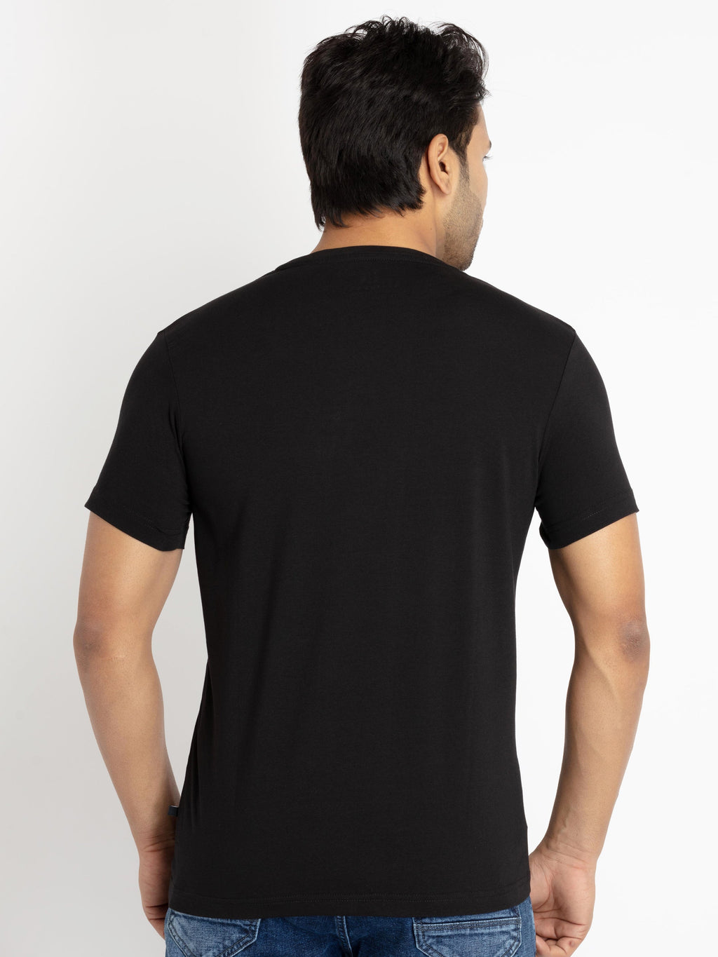 Mens Front Printed Round Neck T-shirt