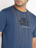 Mens Front Printed Round Neck T-shirt
