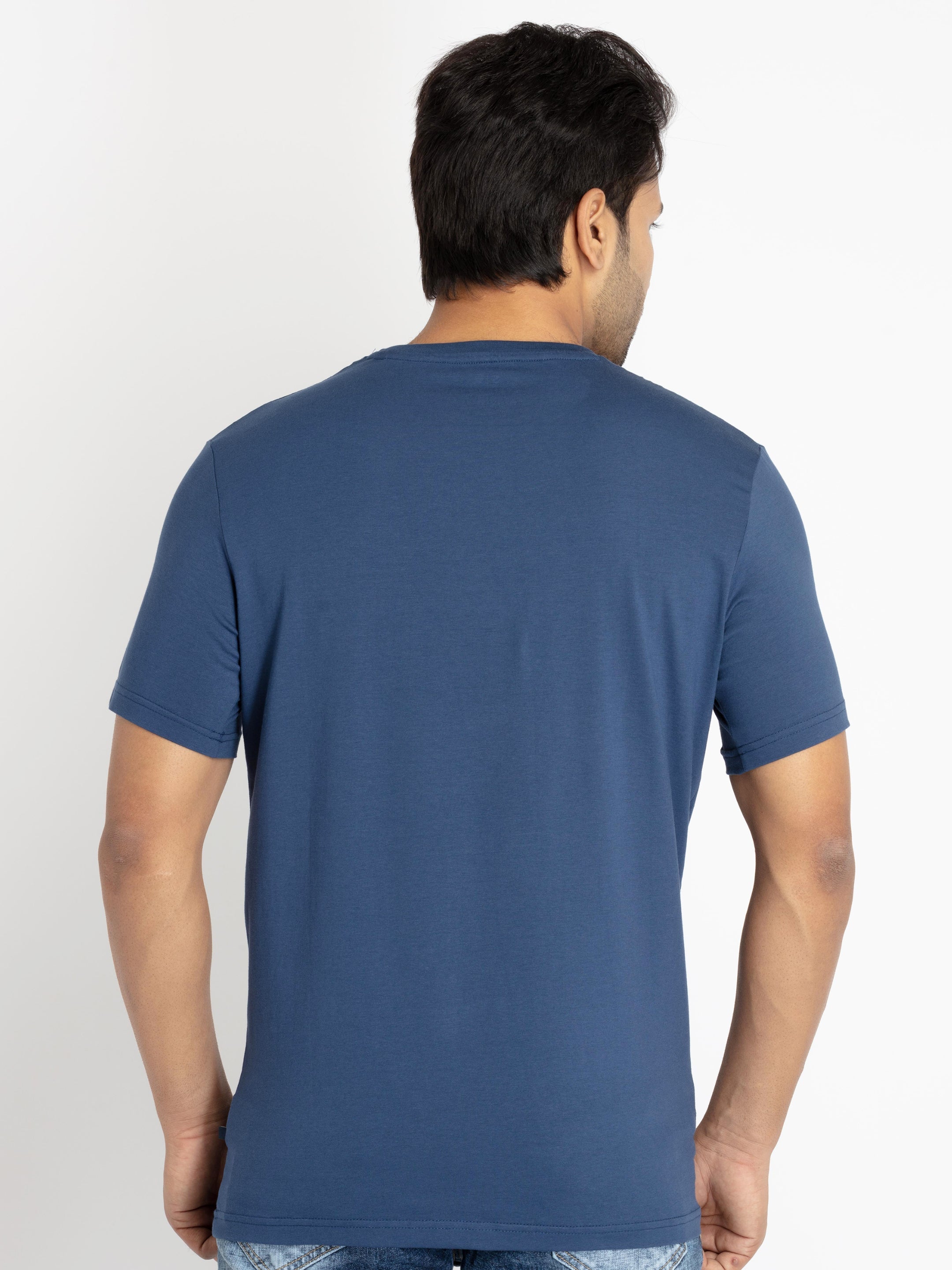 Mens Front Printed Round Neck T-shirt