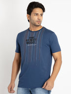 Mens Front Printed Round Neck T-shirt