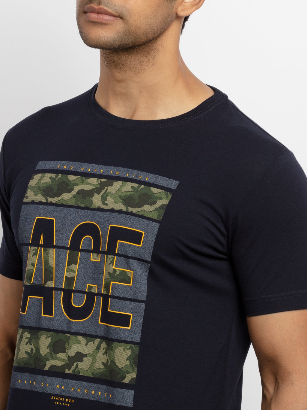 Mens Printed  Round Neck T-shirt