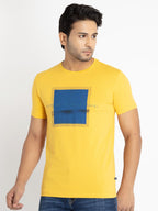 Mens Front Printed Round Neck T-shirt