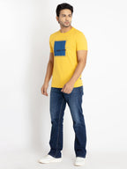 Mens Front Printed Round Neck T-shirt