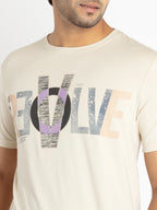 Mens Front Printed Round Neck T-shirt
