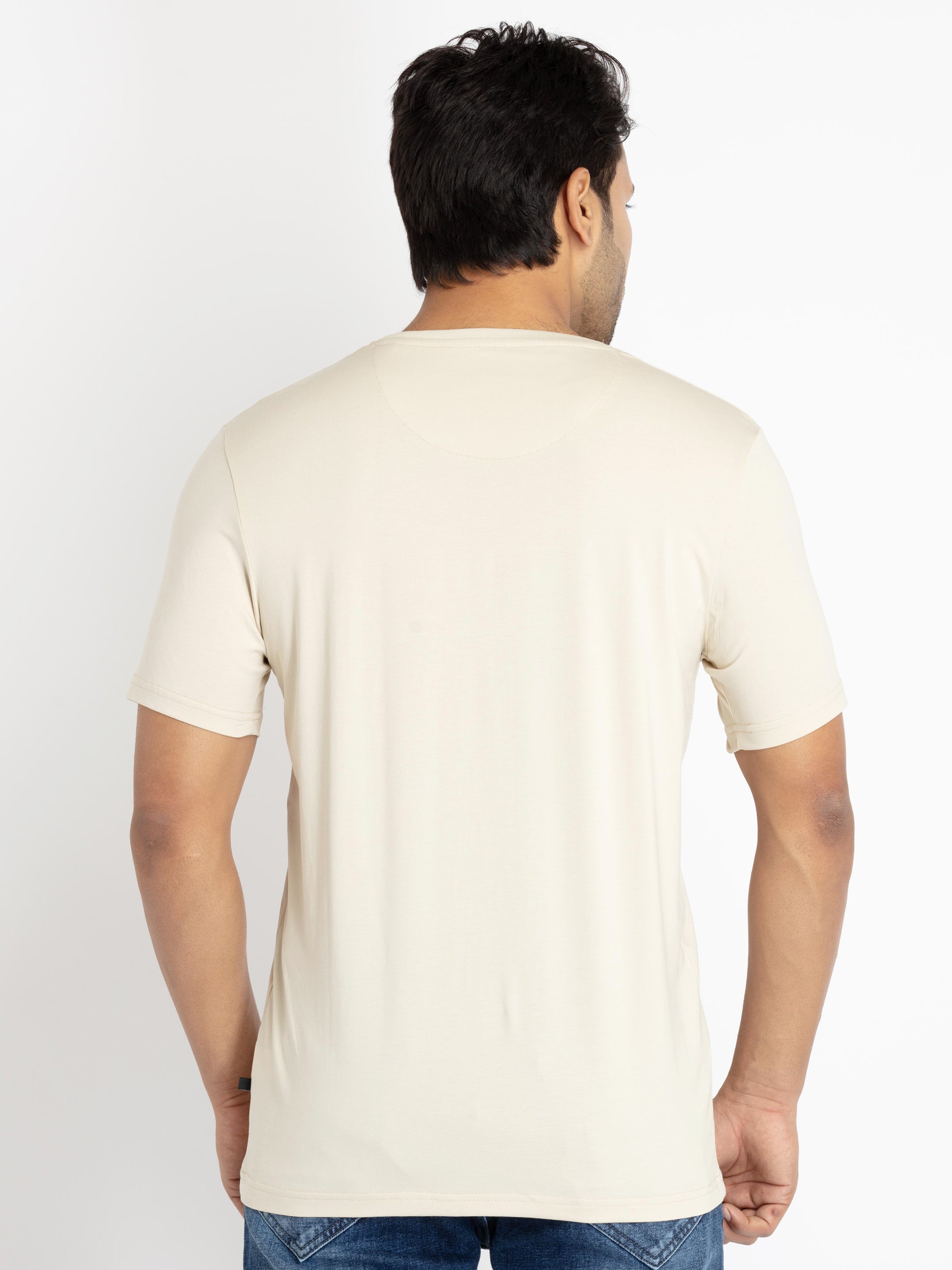 Mens Front Printed Round Neck T-shirt